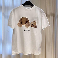 Áo thun nữ nam màu trắng ngắn tay unisex phong cách năm nay với họa tiết bear, chất liệu cotton mát mẻ, co dãn