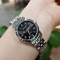 Đồng hồ đôi nam nữ Halei mặt trắng dây da kim loại chính hãng TonyWatch68