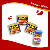 Combo 3 Hộp Thịt Hộp SPAM 340g Và Bơ Đậu Phộng Hạt Skippy 462g