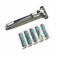 Sét cán kèm 10 lưỡi thay thế dao cạo râu 5+1 Nhật Bản.