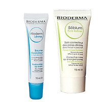 Combo Sáp dưỡng ẩm dành cho môi khô, nứt nẻ BIODERMA Atoderm Lèvres Baume Reparateur 15ml Và Kem Dưỡng BIODERMA SEBIUM Pore Refiner 15Ml