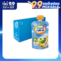 Thùng 12 Gói Trái cây nghiền vị táo, chuối và phomai tươi Fruto Nyanya 90g