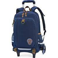 Disney Schoolboy Schoolbag Children's Trolley Schoolbag Boy 3-6 Grade Three Wheels Climb Staircase Mickey Casual Backpack Male SM11778 (Dark Blue)