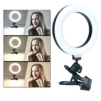 Clip on Light Reading Light - LED USB Ring Light, 3 Color Modes, Eye Protection Book Clamp Desk Lamp, Bed Night Light for Computer Laptop Webcam Zoom