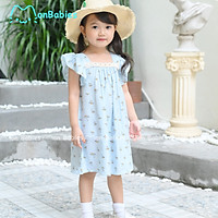 Váy cổ vuông tay cánh tiên đũi màu xanh pastel cho bé gái VL76 - Thời trang trẻ em xuân hè