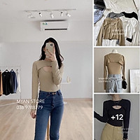 Set áo 3 lỗ + croptop cut ngực dài tay S102101