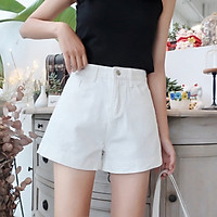Quần short denim nữ lưng cao