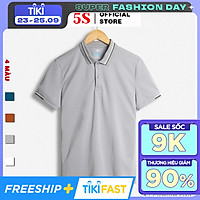 Áo Thun Nam Polo Ngắn Tay 5S (APC21013) Chất Liêu 100% Coolmax Phối Viền Năng Động, Trẻ Trung, Nam Tính
