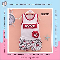 Bộ ba lỗ cho bé trai họa tiết chữ GOOD cho bé trai mùa hè 2021 phong cách thời trang Hàn Quốc