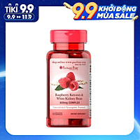 Viên Uống Puritan's Pride Raspberry Ketones and White Kidney Bean 600mg 60v, hỗ trợ giảm cân an toàn, ngăn cảm giác thèm ăn, ngừa hấp thu tích tụ chất béo, vóc dáng thon gọn, không gây mất nước, chóng mặt chậm quá trình oxy hóa, nâng cao hệ miễn dịch