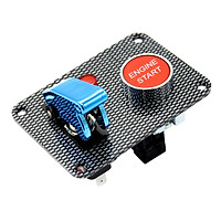 Car Marine Boat RV Start Push Button + Toggle Switch with Blue Cover Panel