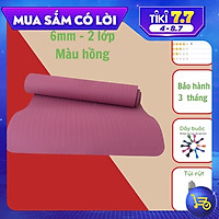 Thảm Tập Yoga 6mm Huy Bạt 2 Lớp Chất Liệu Thảm Tập Yoga Tpe Bền Và Nhẹ Tặng Kèm Túi Đựng Và Dây Buộc Thảm Yoga.