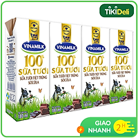 Lốc 4 hộp Sữa Tươi Tiệt Trùng Vinamilk 100% Sôcôla 180ml