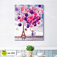 Tranh tô màu 40x50cm có khung Bay giữa Paris T922
