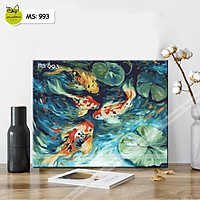 Tranh tô màu 40x50cm có khung hồ cá Koi T993