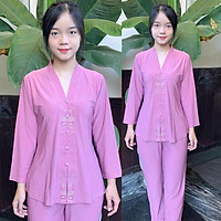 ĐỒ LAM ĐI CHÙA # Bà Lai Thêu Lắc Sen # Bộ Quần Áo Nữ