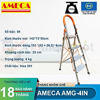 Thang ghế inox chữ A 4 bậc nhôm Ameca AMG-4IN 1m4 thang gia đình thắp hương
