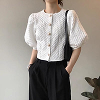 áo gấm xốp tay bồng,cúc ngọc B-A-M STORE
