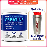 Combo Thực phẩm bổ sung Creatine của RSP hộp 60 lần dùng hỗ trợ tăng sức bền, sức mạnh, độ dày cơ bắp & Bình lắc INOX 739ml (Mẫu ngẫu nhiên)