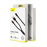 Cáp sạc nhanh 2 đầu cho iPhone Baseus Cafule USB + Type-C to Lightning 2-in-1 (5V/2.4A/ 18W PD, Fast charge Cable) - Hàng nhập khẩu