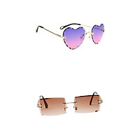 Fashion Rimless Sunglasses Retro Classic Tinted Lens Eyewear UV 400 NEW