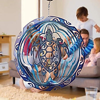 3D Sea Turtle Rotatable Wind-Bell Ocean Blue Bell Metal Pendant Domestic Decoration Handicraft