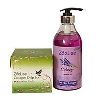 ZEELEE COLLAGEN DIỆP LỤC WHITENING BODY CREAM 200G - tặng kèm sữa tắm 600ml