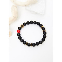 Vòng tay đá obsidian phối san hô đỏ 8mm mệnh thủy, mộc - Ngọc Quý Gemstones