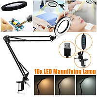 10X Magnifying Glass Desk Lamp Loupe Magnifier LED Light Foldable Reading 38cm