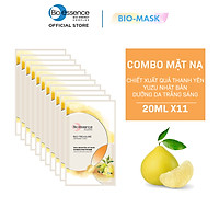 Combo 11 Mặt nạ dưỡng trắng da chiết xuất quả thanh yên Yuzu Nhật Bản Bio-essence 20ml (11 miếng x 20ml)