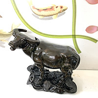 Tượng trâu trang trí phong thủy - Chiều cao 16cm - Màu nâu - Đá composite