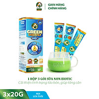 Sữa bột, Sữa non tinh chất cần tây Green Daddy Biotic hộp 03 gói x 20g, dành cho trẻ biếng ăn, táo bón, tiêu hóa kém