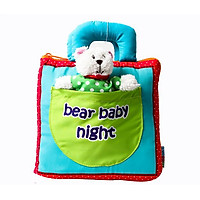 Đồ chơi,sách vải an toàn cho bé sơ sinh,cuốn sách vải Bear baby night tương tác với bé giúp phát triển các giác quan cho bé-Dochoigiatot