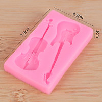 Violin Guitar Silicone Fondant Molds Cake Decorating Tools Kitchen Baking Candy Clay Cupcake Chocolate Gumpaste Moulds Specification:Pink