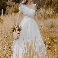 Đầm maxi lệch vai dự tiệc mặc cưới TRIPBLE T DRESS -size M/L (kèm ảnh/video thật) MS31Y