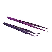 2 Pieces Eyelash Extension Tweezers Set Stainless Steel Tweezers Lash Extension Tweezers Eye Makeup Tools