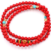 Chuỗi hạt đeo tay 108 hạt san hô đỏ VMTSHO1 6 ly - Vòng đeo tay chuỗi hạt - Tràng chuỗi niệm Phật