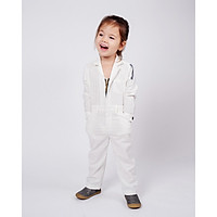 Jumpsuit Trẻ em Unisex_ Yvette LIBBY N'guyen Paris_VOYAGER_Màu Trắng (Coconut Milk), Vải lanh cao cấp viền cotton lụa Ý