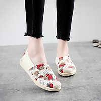 Giầy lười nữ vải đẹp đi bộ êm chân giầy slip on vải đế mềm V276