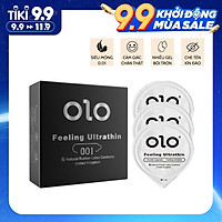 Bao cao su OLO siêu mỏng 0.01mm Feeling Ultra Thin màu đen - hộp 3 chiếc - olo_store