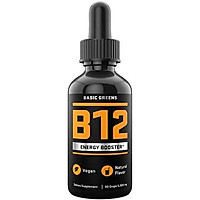 Vitamin B12 Liquid Sublingual Drops - Vegan B12 5000 mcg - for Boost Energy - Natural Cherry Flavor - Metabolism Drops - 2oz by BASIC GREENS