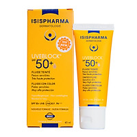Kem chống nắng màu da, dành cho da nhạy cảm Uveblock SPF50 Tinted Fluid - Isis Pharma (40ml)