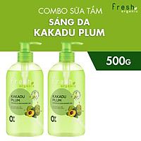 Combo 2 chai Gel tắm Fresh Organic Sáng da rạng rỡ chiết xuất Mận kakadu hữu cơ 500g