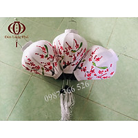 Đèn lồng vải đủi vẽ họa tiết chim và hoa xinh xắn