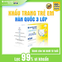 Khẩu Trang Trẻ Em Anyguard Hàn Quốc 3 Lớp Chính Hãng (Cỡ Lớn Cho Bé Dưới 13Tuổi - Hộp 50 Chiếc)-베이비 마스크 - Face Mask For Kids Under 13 yearsold-ISO 9001:2015, ISO 13485:2016, QCVN 01:2017/BTC