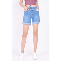 Quần short jean nữ ngắn đẹp lưng cao cạp chun trơn hàng hiệu cao cấp mã 447