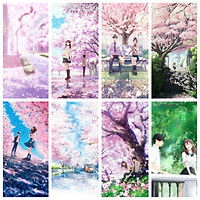 Poster 8 tấm ẢNH DÁN IN Tớ Muốn Ăn Tụy Của Cậu Full anime Kimi no Suizou wo Tabetai chibi