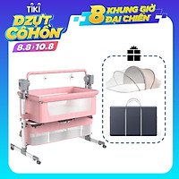 Cũi kề giường đa năng gấp gọn cho bé có thể sử dụng remote hay điện thoại thông mình để điều khiển từ xa