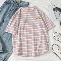 IELGY Rainbow striped loose tops ins tide