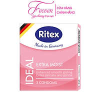 Bao Cao Su Ritex Ideal Extra Moist Tăng Gấp Đôi Lượng Bôi Trơn Giúp Cuộc Yêu Trơn Mượt Hơn, Hộp 3 Chiếc Đức
